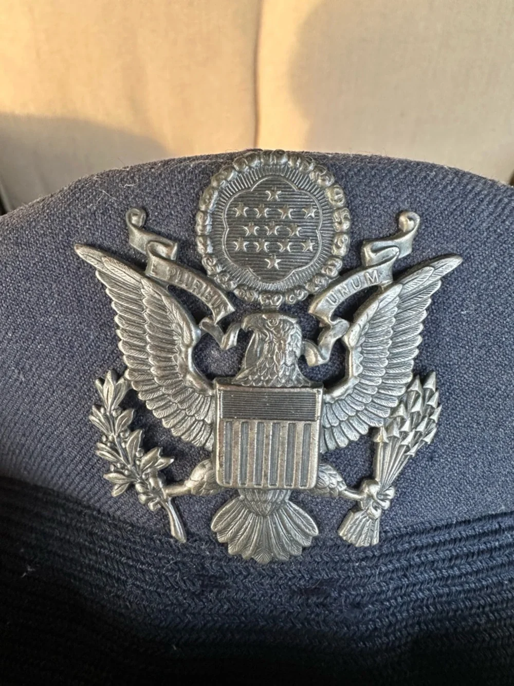 VTG 1950s United States Air Force Officer Dress Cap Hat Visor Sz 6 7/8 Blue Wool